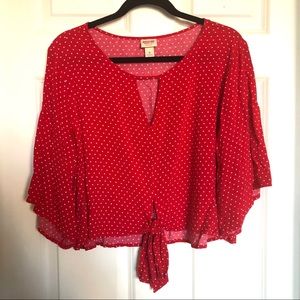 Tie-Front Cropped Blouse